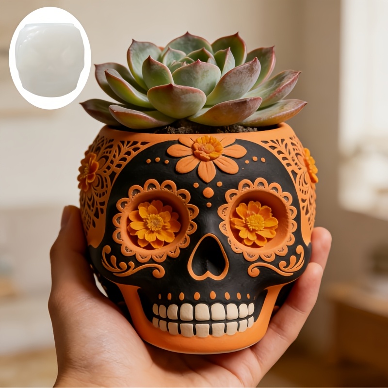 Flower relief skull succulent  - Potsticker Mold review and price